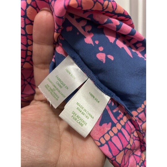 LILLY PULITZER indigo Night Caw Engineered silk Bailey sleeveless top Size Small - Picture 3 of 4